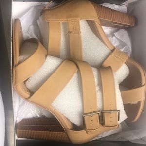 Nubuck Strappy Stacked Heel